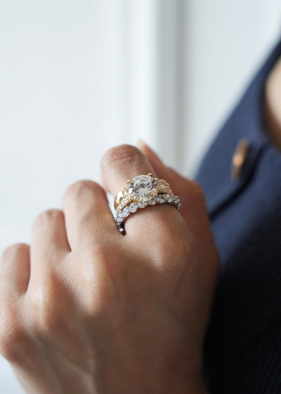 Élan Ring worn on hand, styled as part of a stack