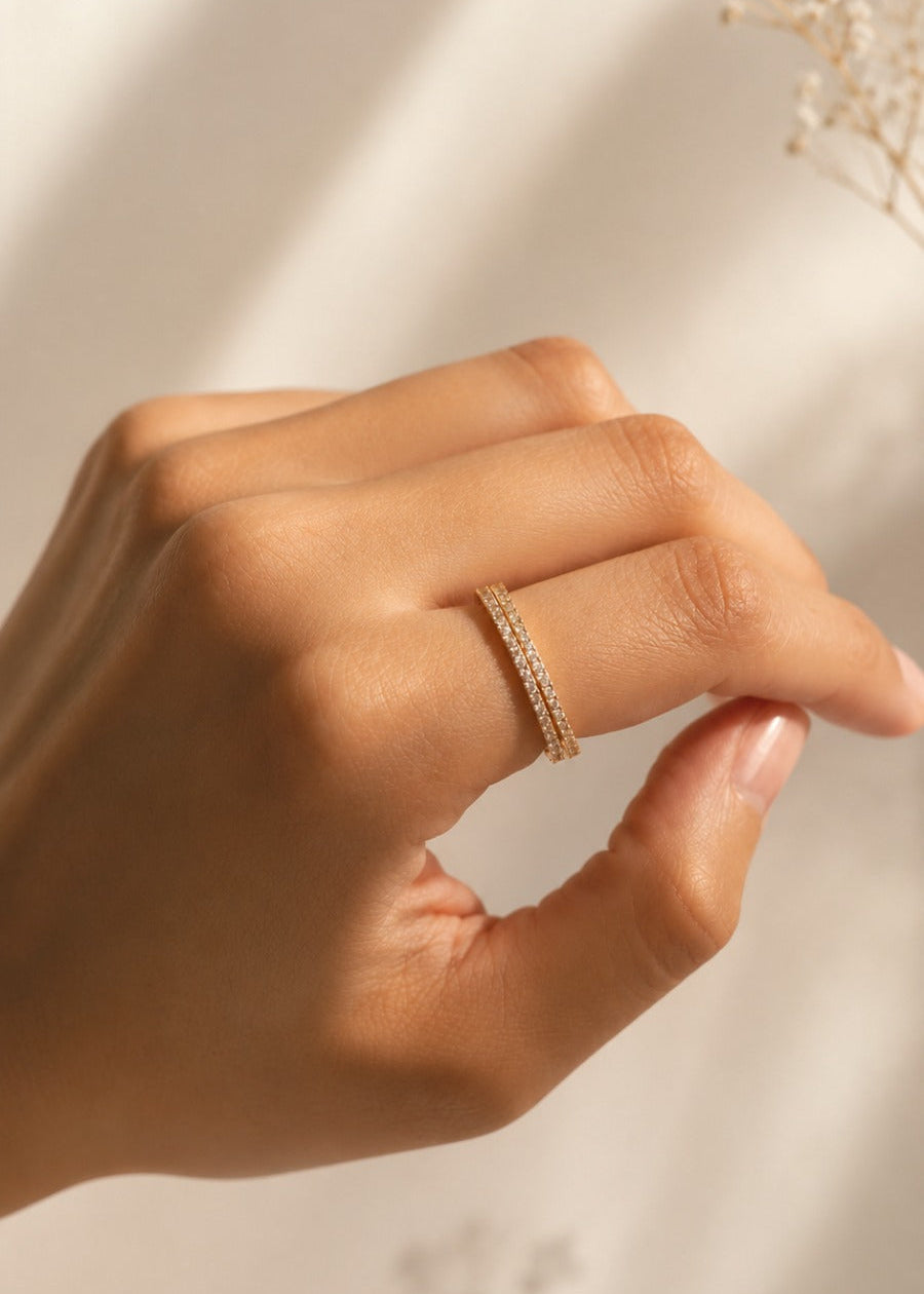 Eva Rings – set of two gold-plated stacking rings by Elemnts